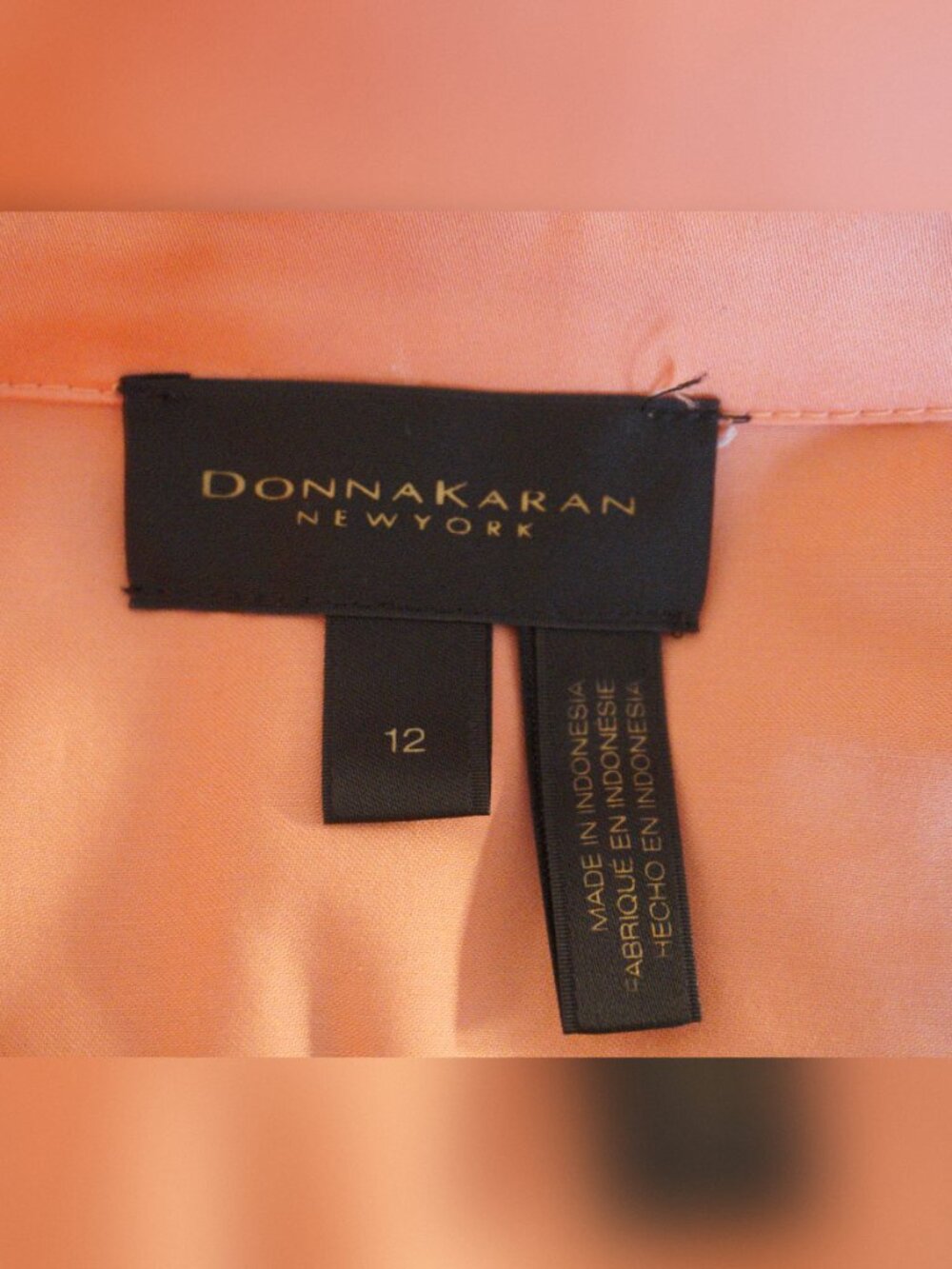 ๐ NWT Donna Karan Peach / Coral Belted Shirt Dress Size 12 ๐ - Picture 7 of 8
